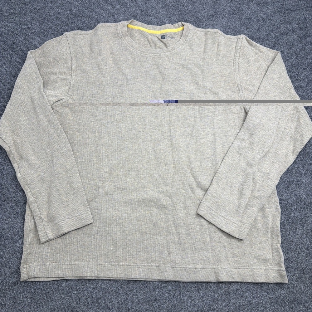 GAP Men's Long Sleeve Crewneck T-Shirt Size XL Beige Classic Fit Cotton Top